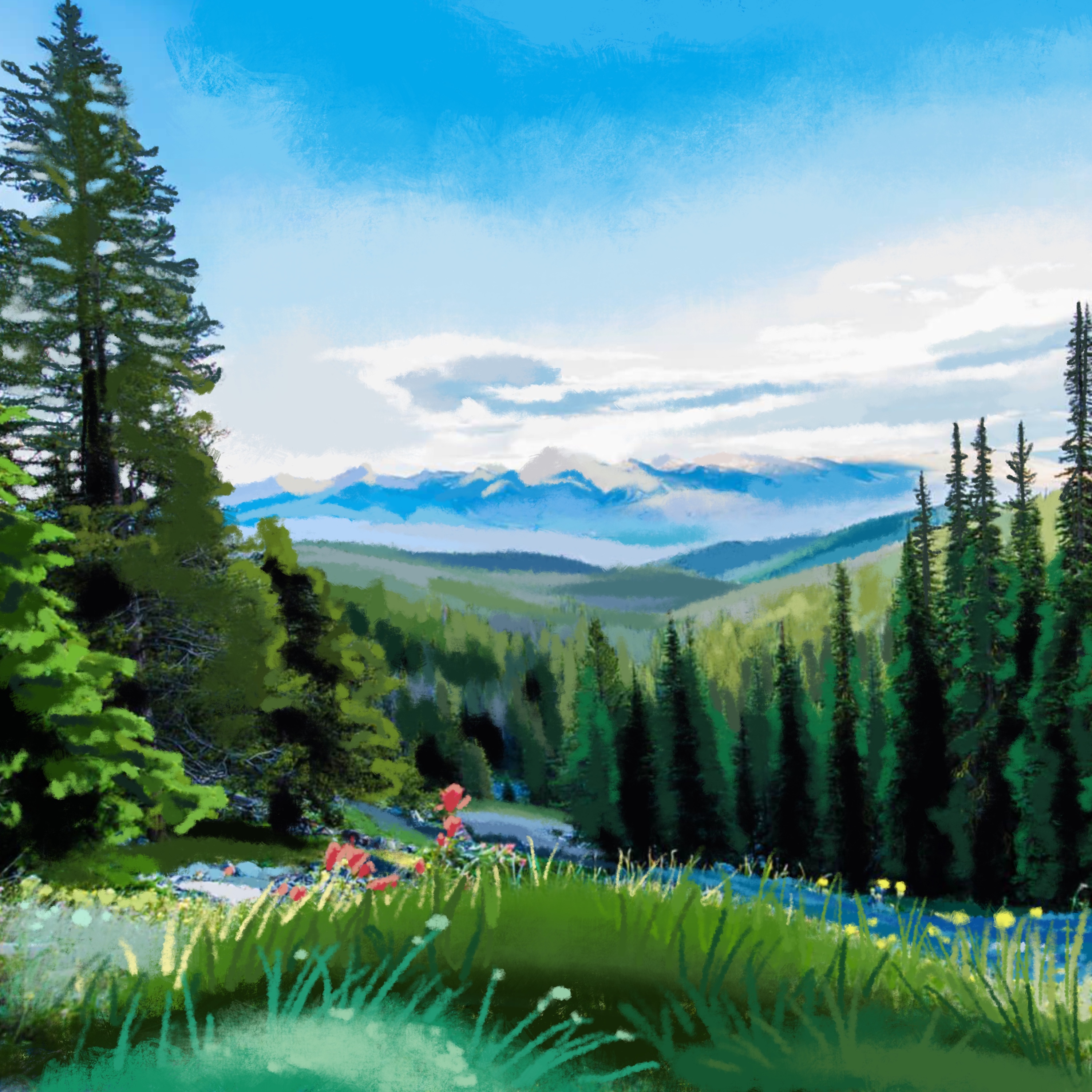 Digitally Painted Forest Horizon